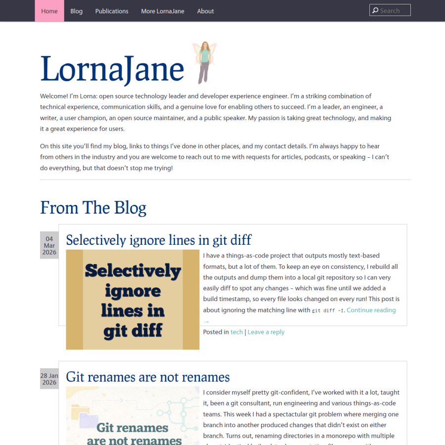 lornajane.net homepage screenshot