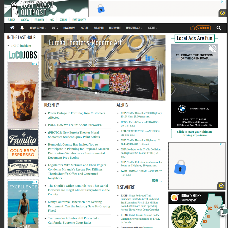 lostcoastoutpost.com homepage screenshot
