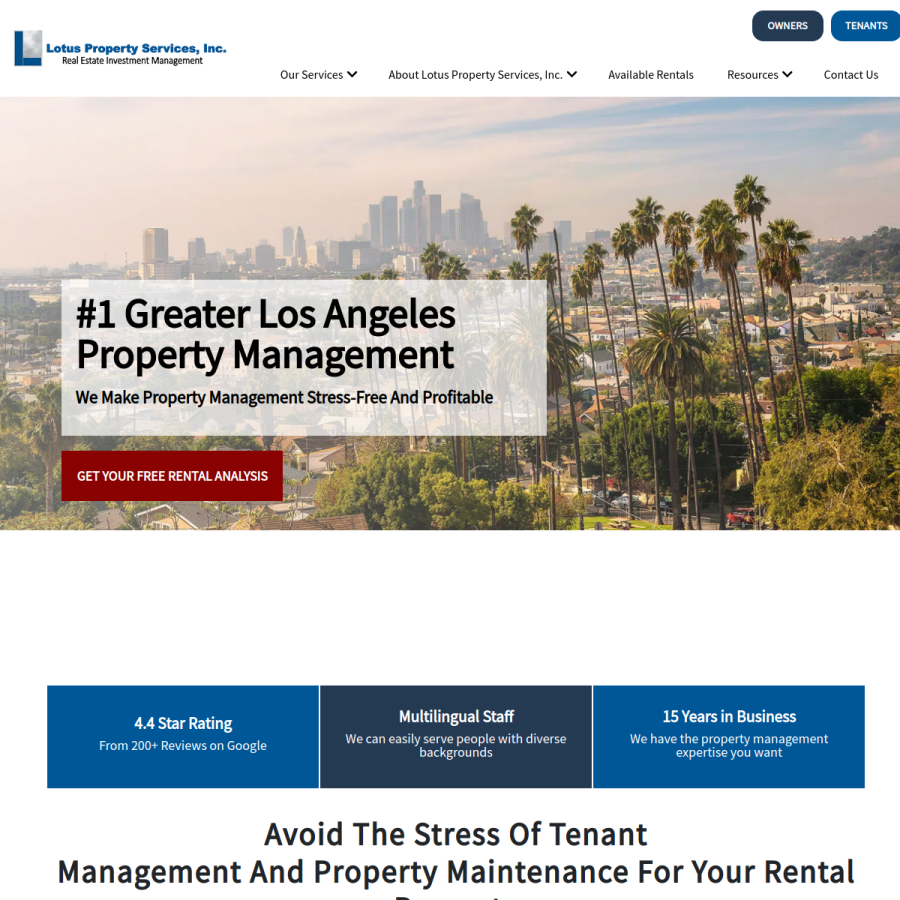 lotuspropertyservices.net homepage screenshot