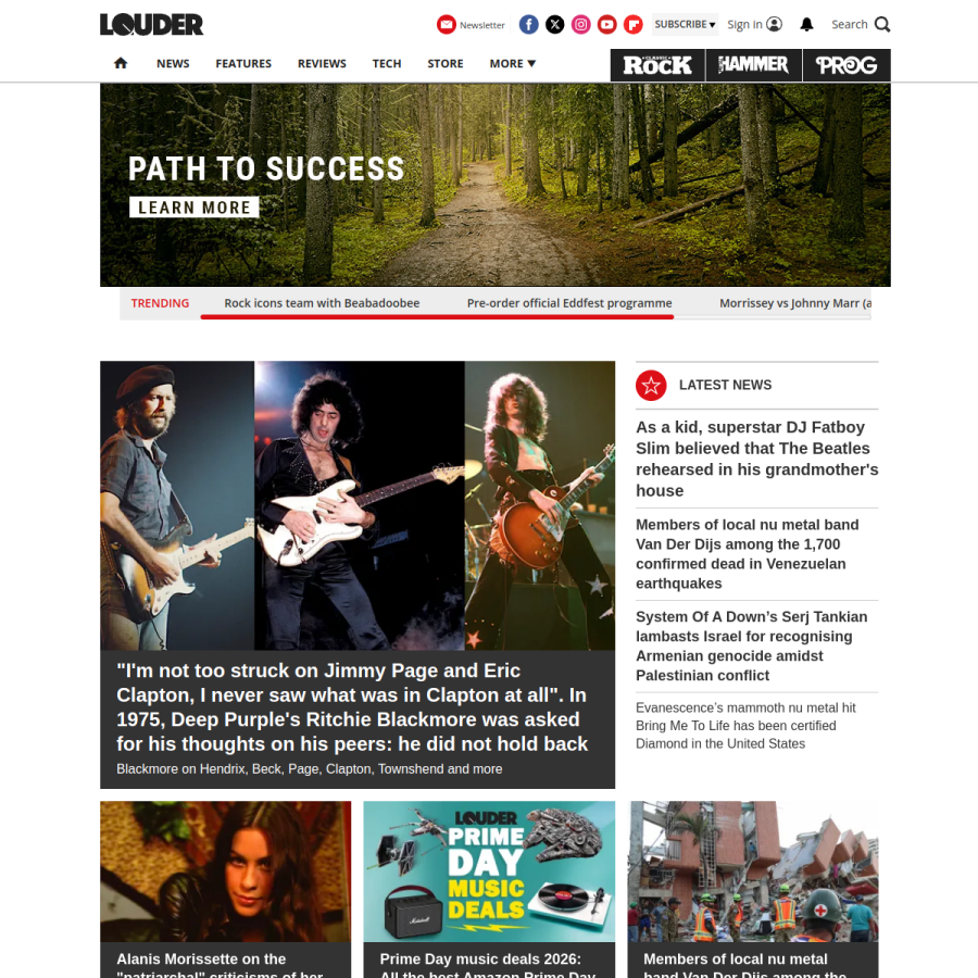 loudersound.com homepage screenshot