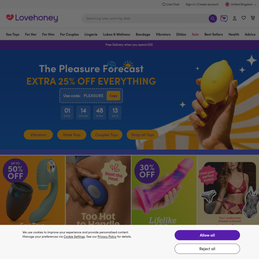 lovehoney.co.uk homepage screenshot