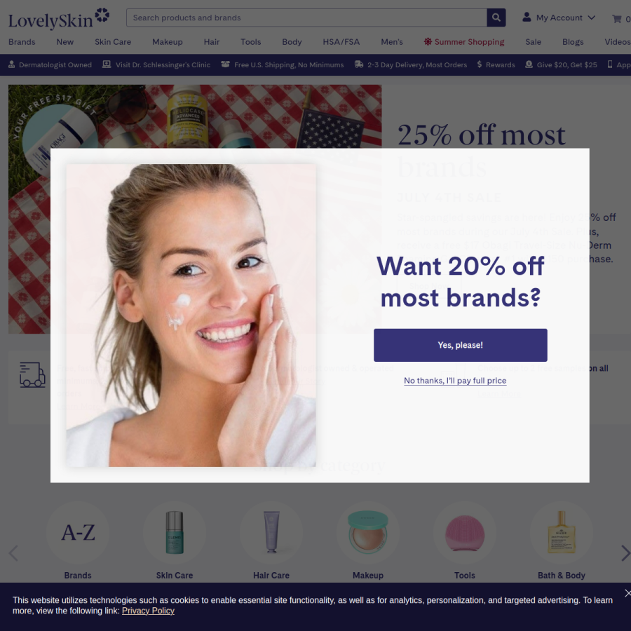 lovelyskin.com homepage screenshot