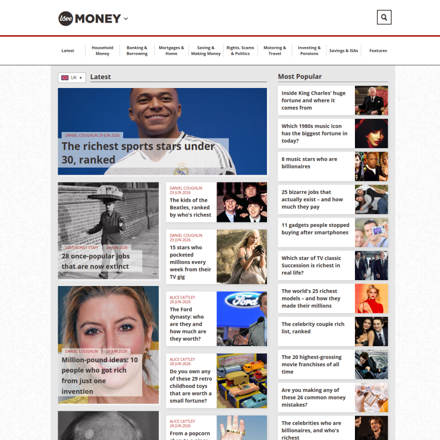 lovemoney.com homepage screenshot