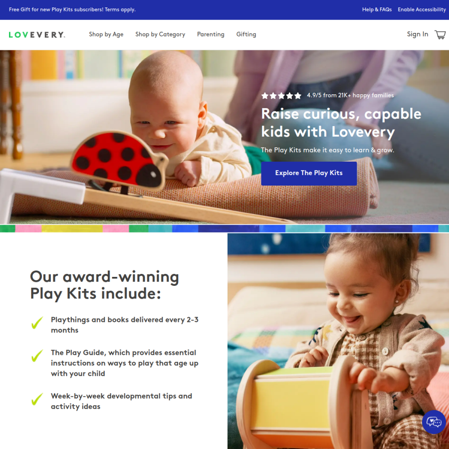 lovevery.com homepage screenshot