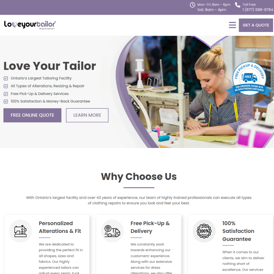 loveyourtailor.ca homepage screenshot