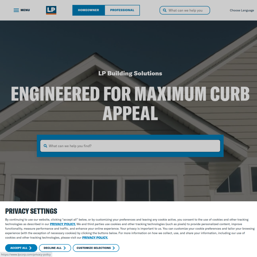 lpcorp.com homepage screenshot