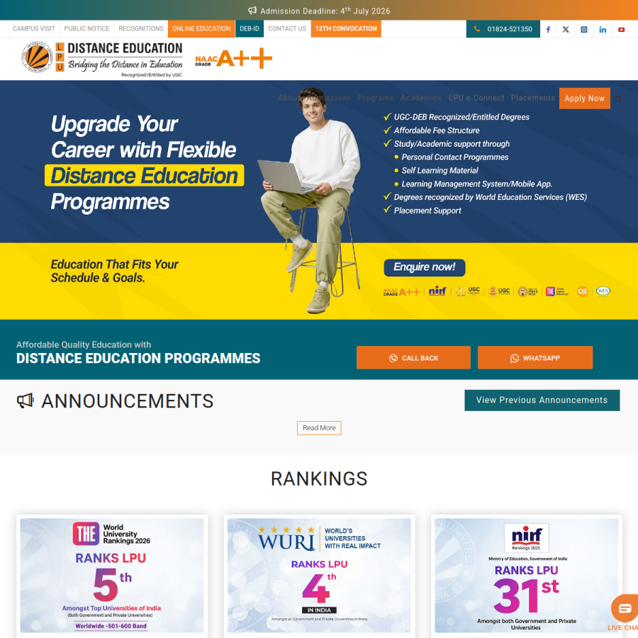 lpude.in homepage screenshot