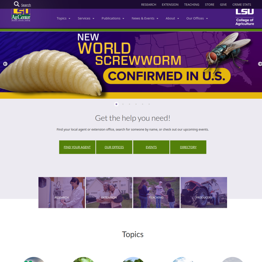 lsuagcenter.com homepage screenshot