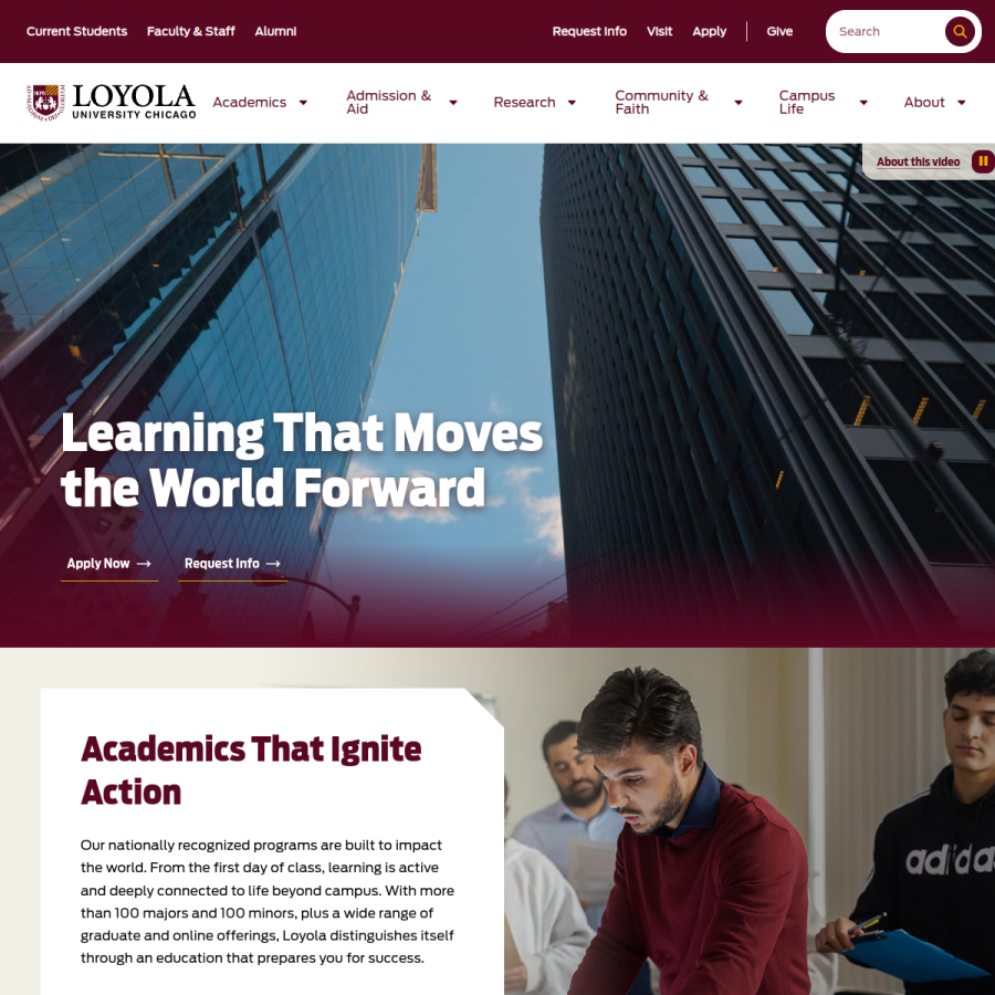 luc.edu homepage screenshot