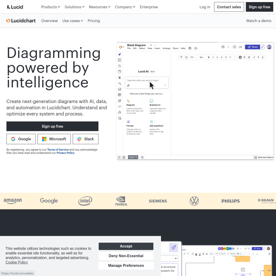 lucidchart.com homepage screenshot