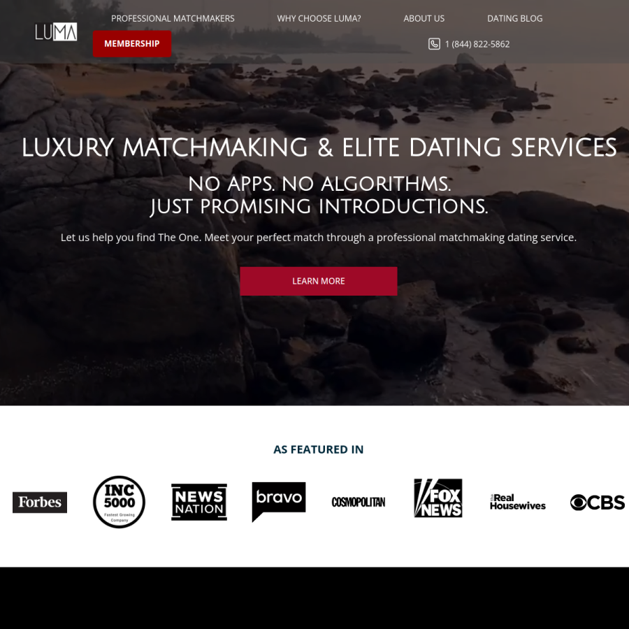 lumasearch.com homepage screenshot
