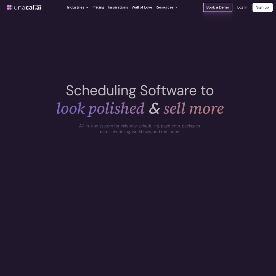 lunacal.ai homepage screenshot