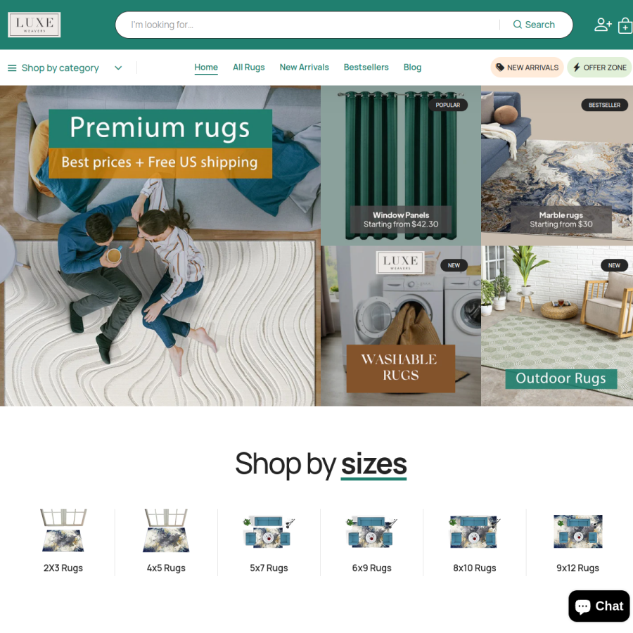 luxeweavers.com homepage screenshot