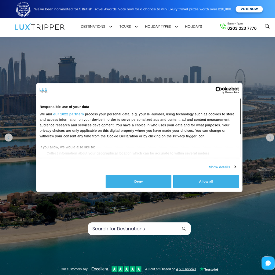 luxtripper.co.uk homepage screenshot