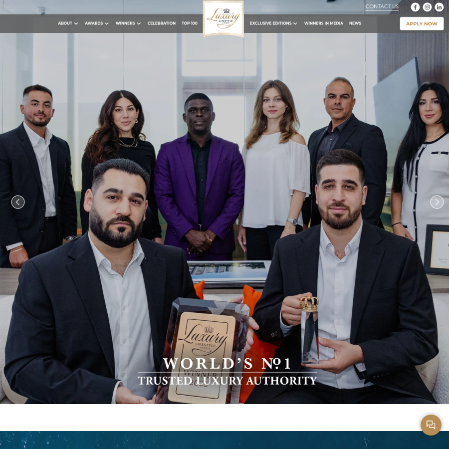 luxurylifestyleawards.com homepage screenshot