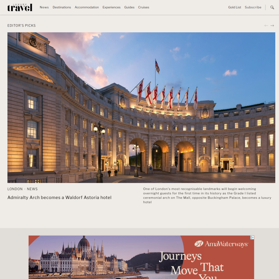 luxurytravelmag.com.au homepage screenshot