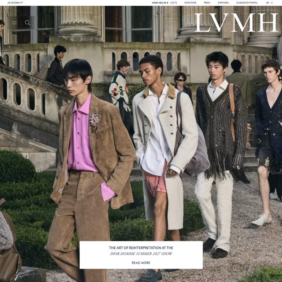 lvmh.com homepage screenshot