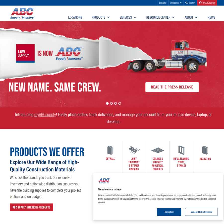lwsupply.com homepage screenshot