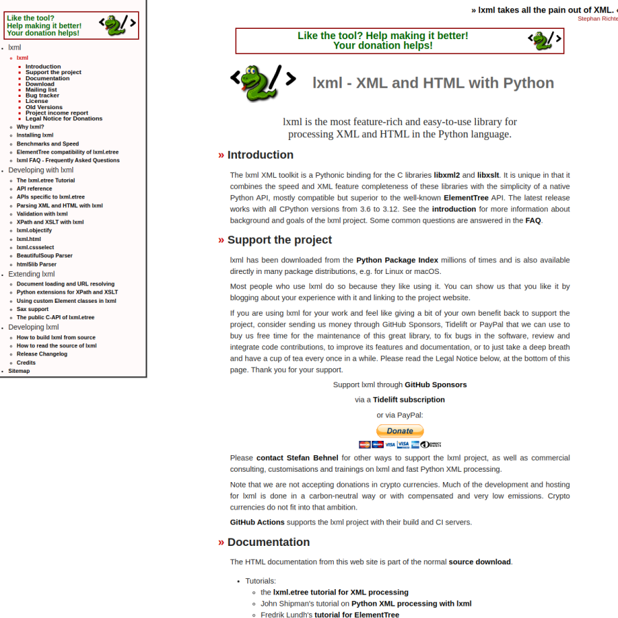 lxml.de homepage screenshot