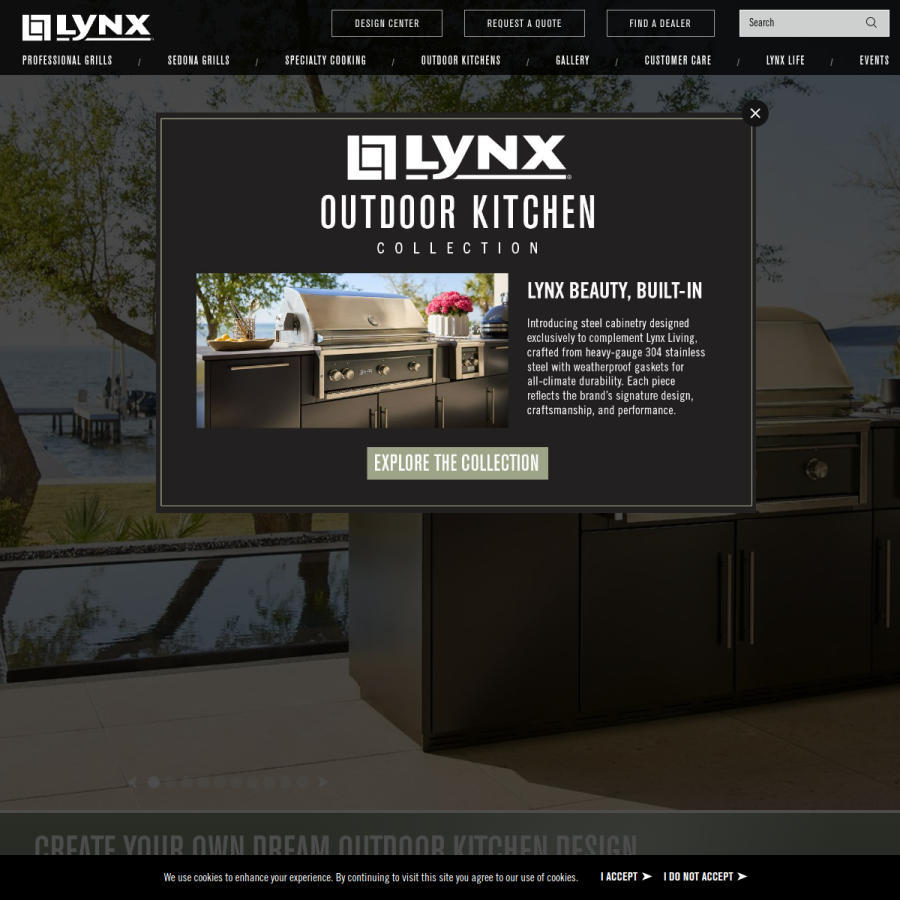 lynxgrills.com homepage screenshot