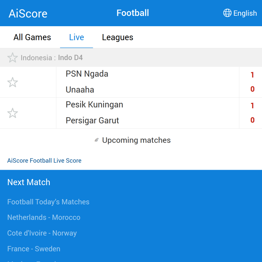 m.aiscore.com homepage screenshot