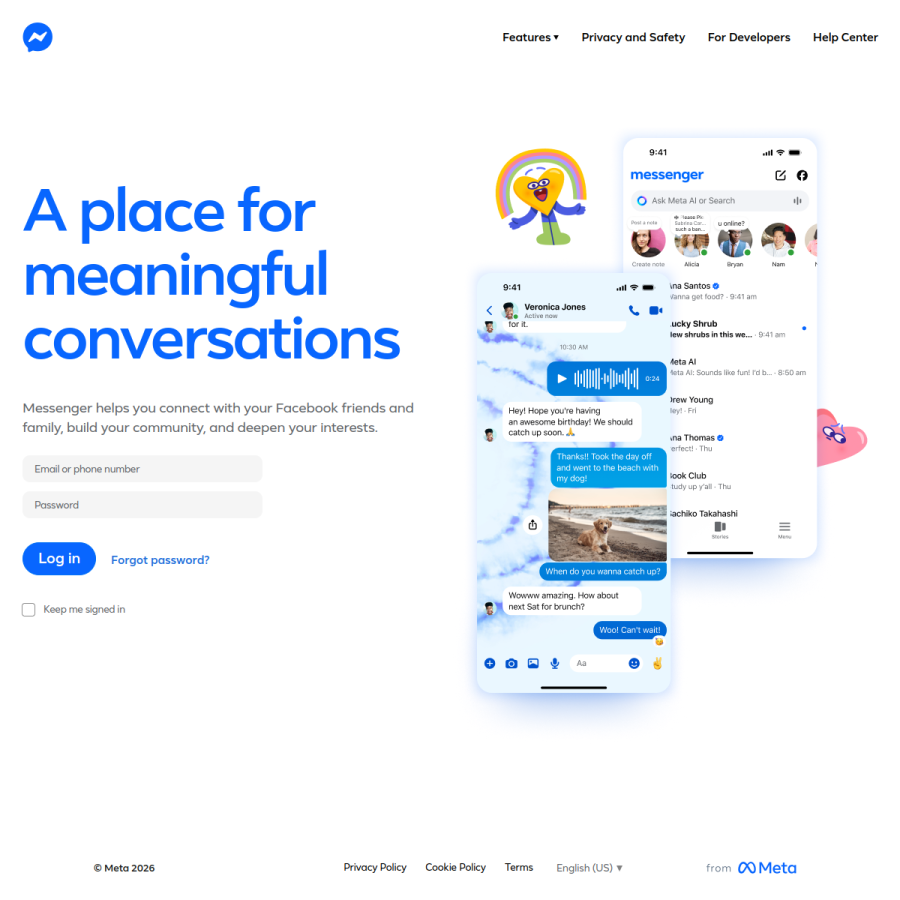 m.me homepage screenshot