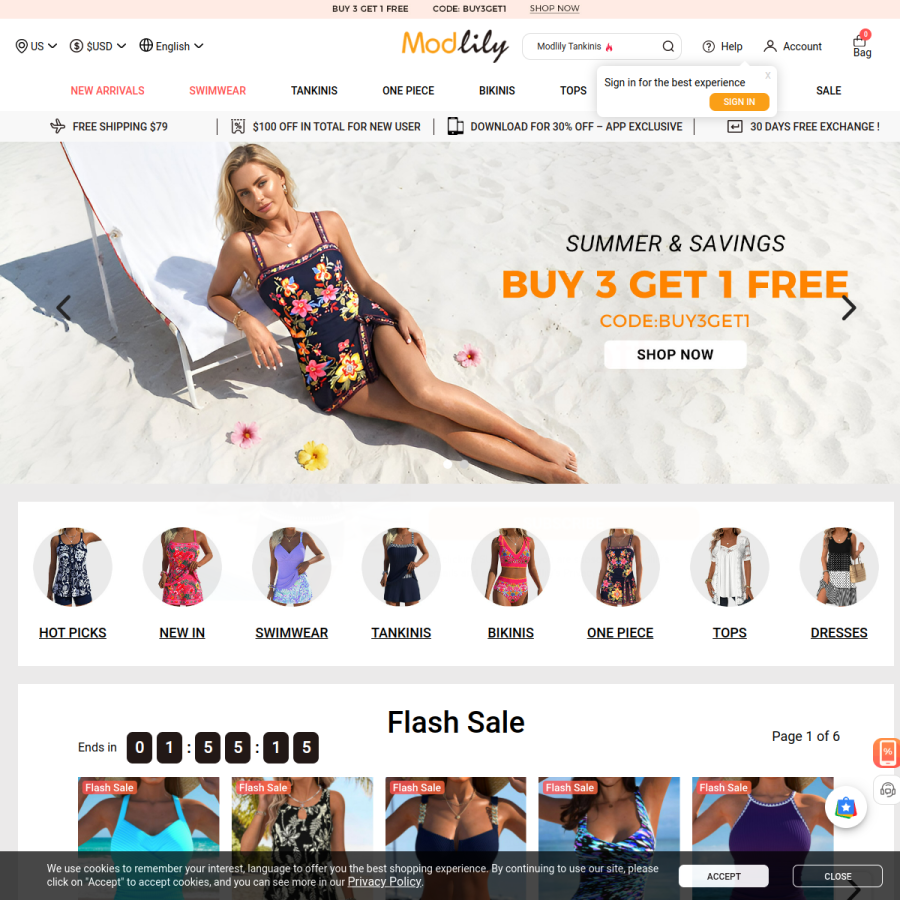 m.modlily.com homepage screenshot