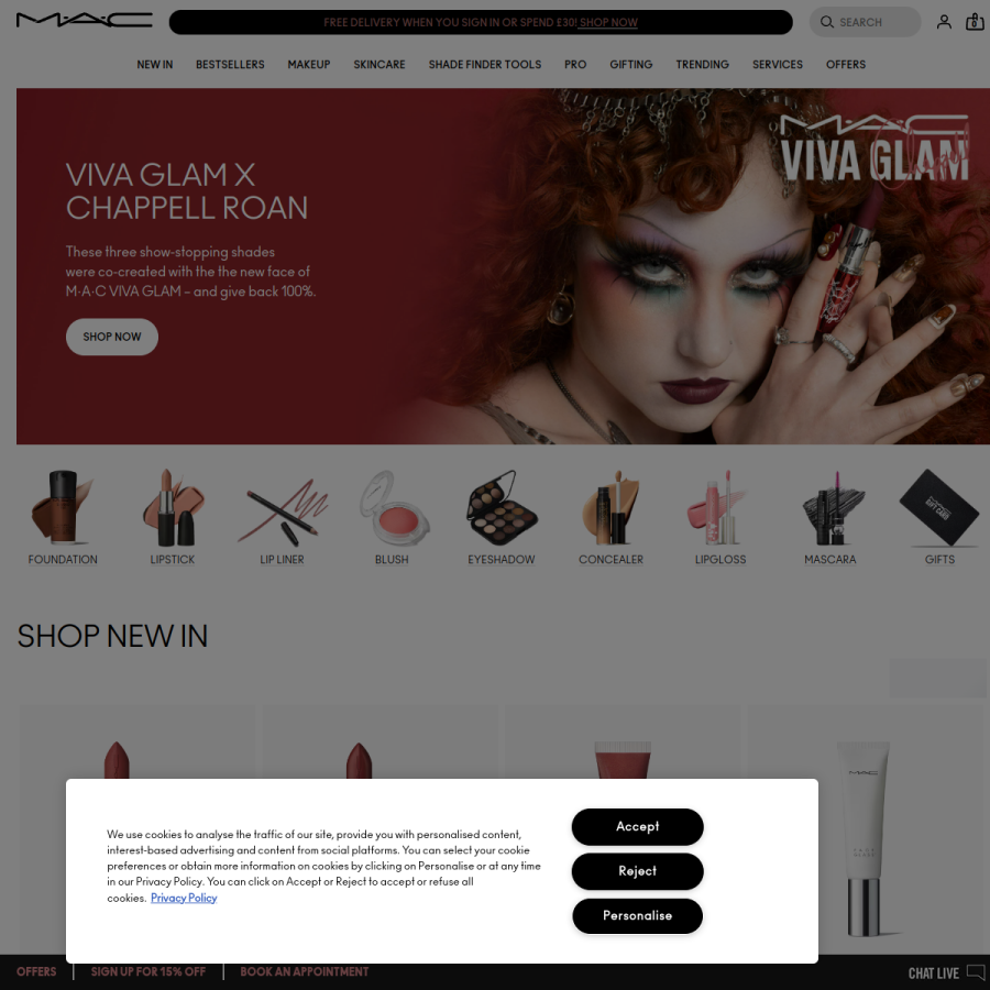 maccosmetics.co.uk homepage screenshot