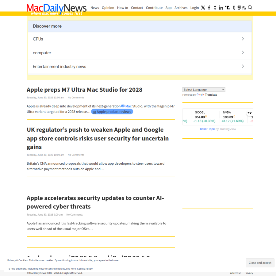 macdailynews.com homepage screenshot