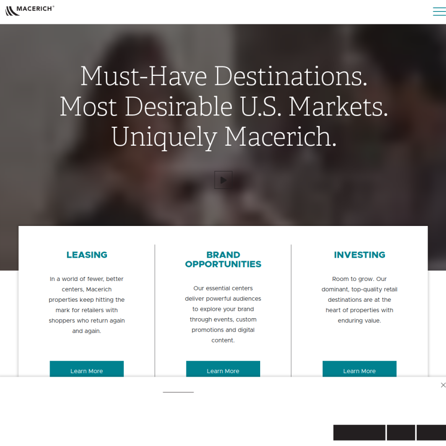 macerich.com homepage screenshot