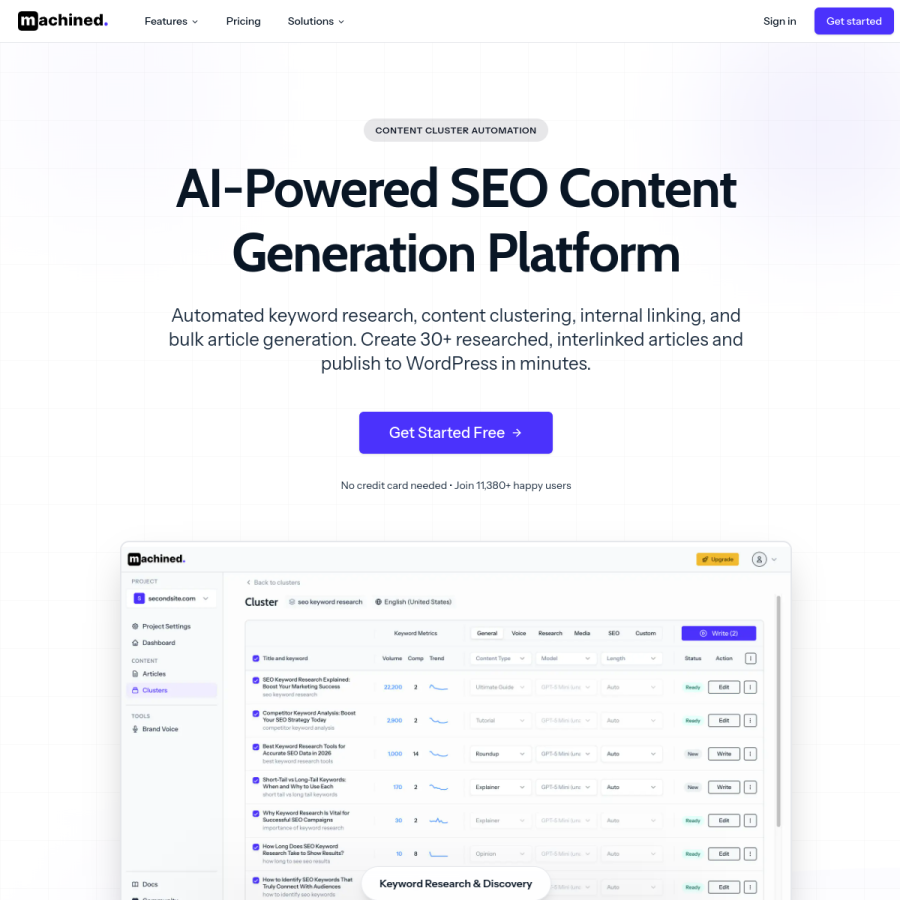machined.ai homepage screenshot