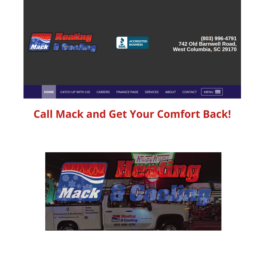 mackheatingandcooling.com homepage screenshot
