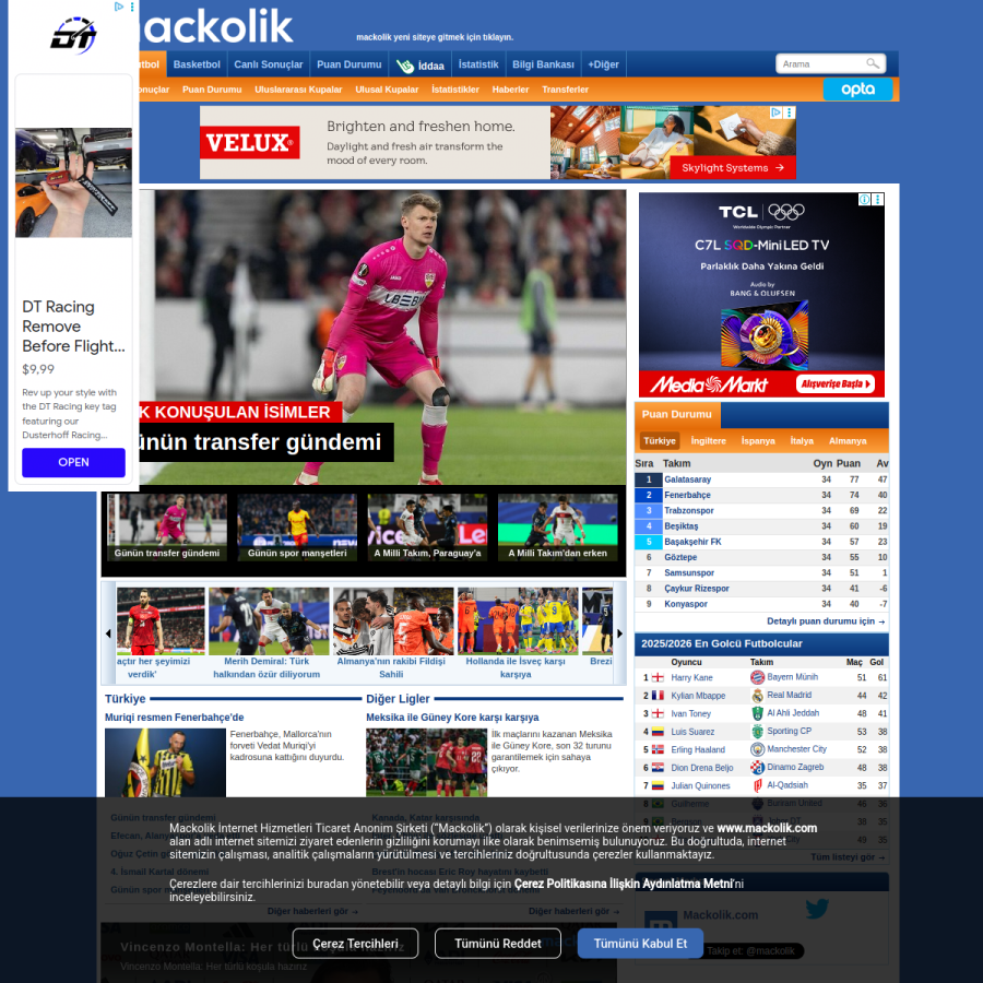 mackolik.com homepage screenshot