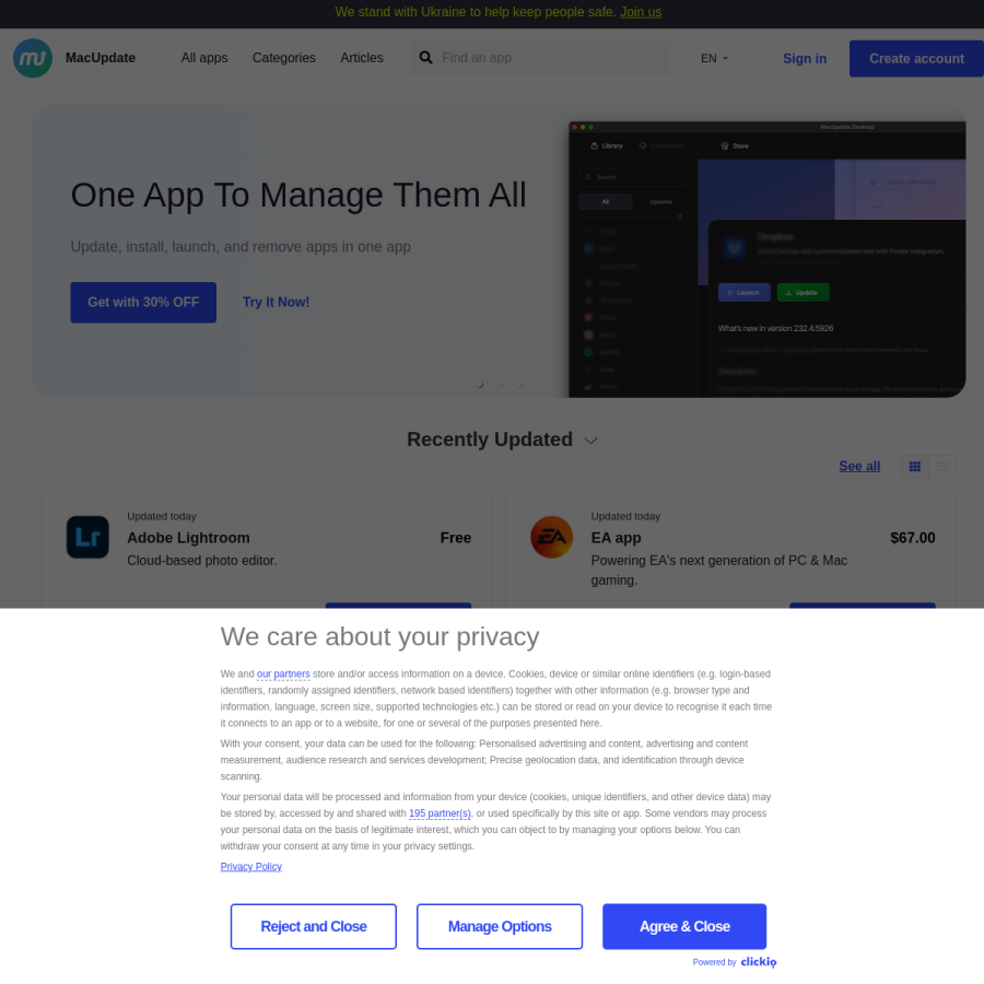 macupdate.com homepage screenshot