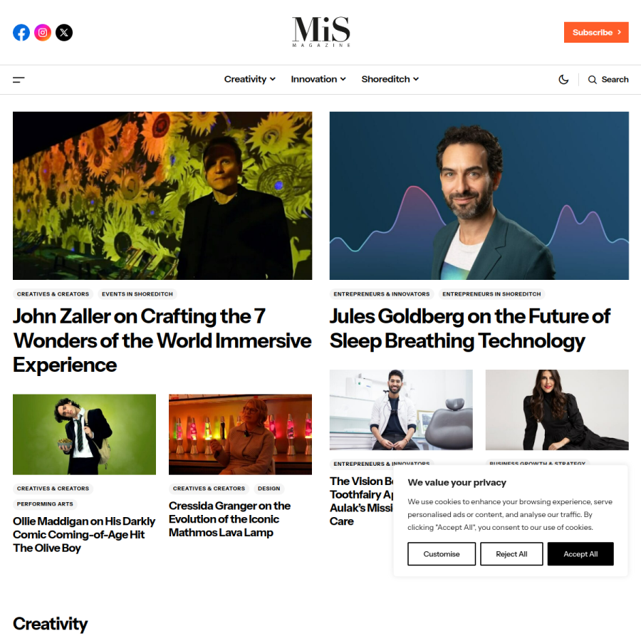 madeinshoreditch.co.uk homepage screenshot