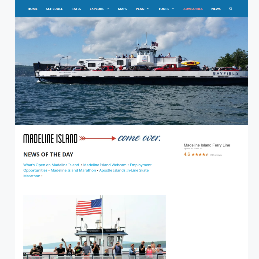 madferry.com homepage screenshot