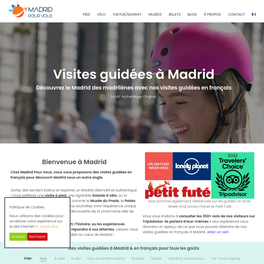 madridpourvous.com homepage screenshot
