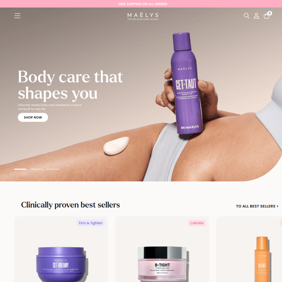 maelyscosmetics.com homepage screenshot