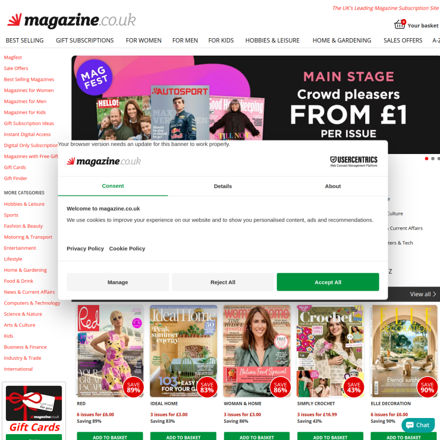 magazine.co.uk homepage screenshot