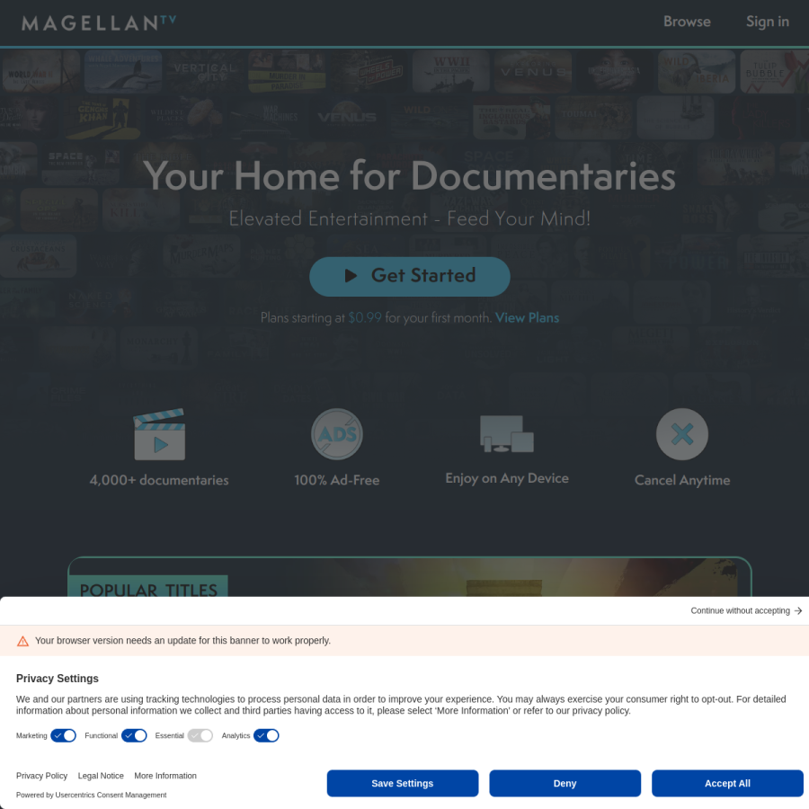 magellantv.com homepage screenshot