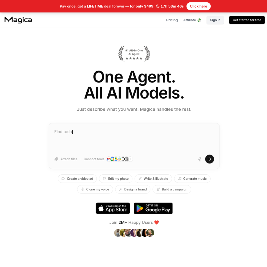 magica.com homepage screenshot