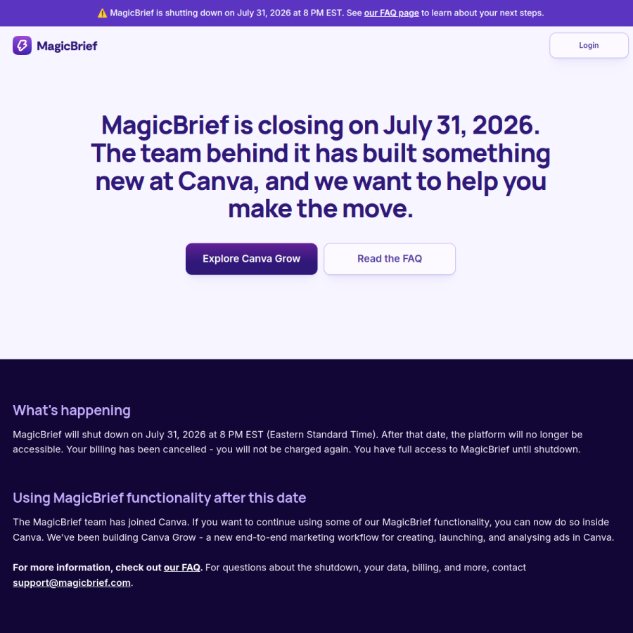 magicbrief.com homepage screenshot