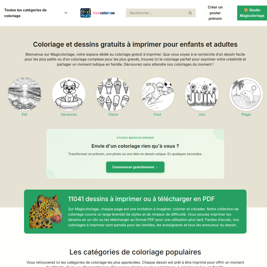 magicoloriage.com homepage screenshot