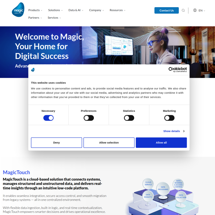magicsoftware.com homepage screenshot