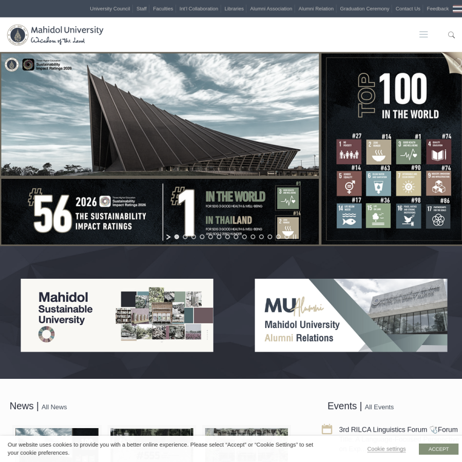 mahidol.ac.th homepage screenshot