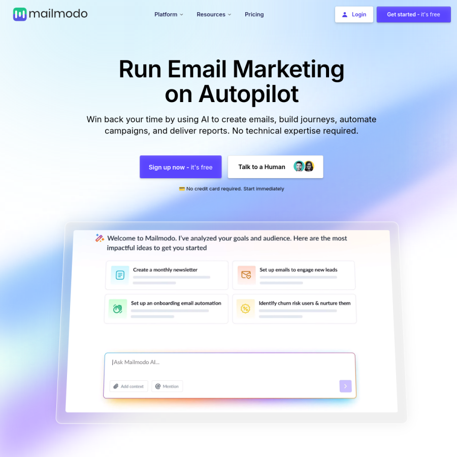 mailmodo.com homepage screenshot