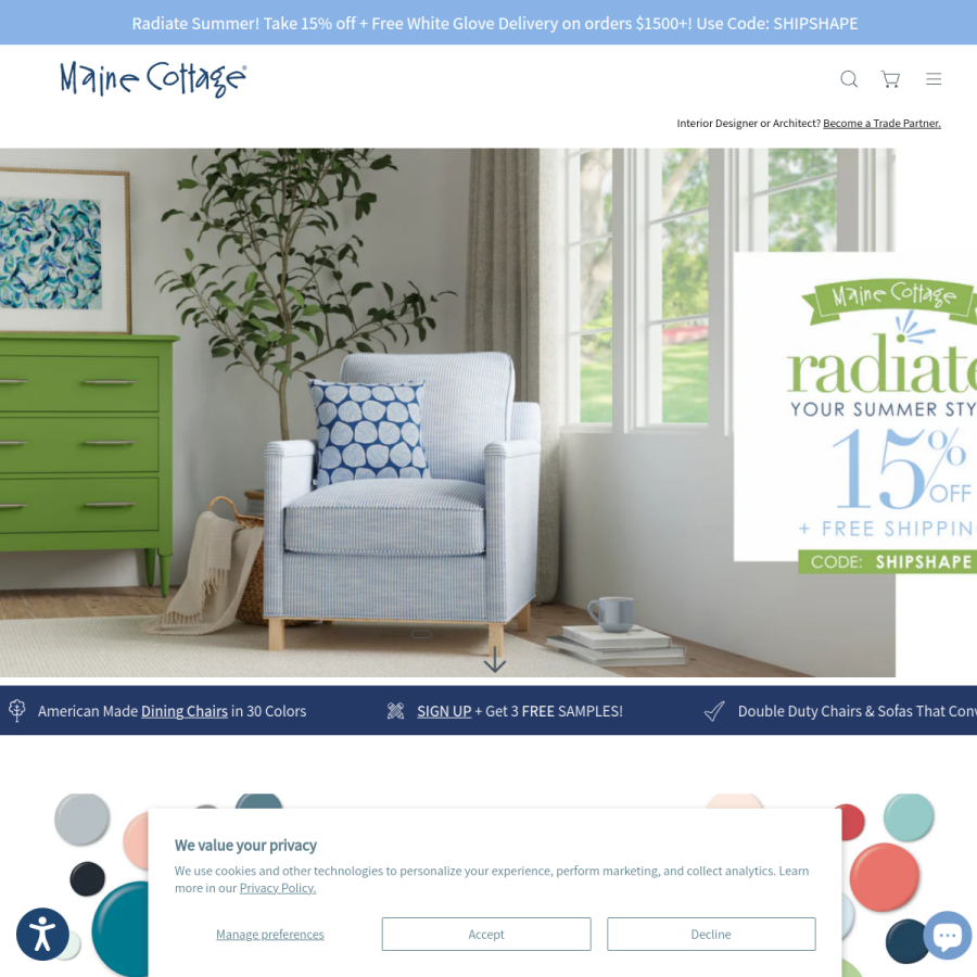 mainecottage.com homepage screenshot