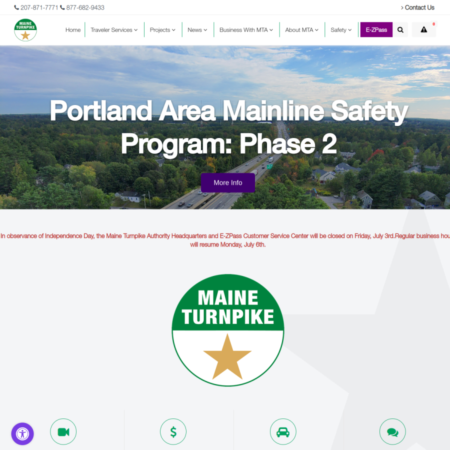maineturnpike.com homepage screenshot