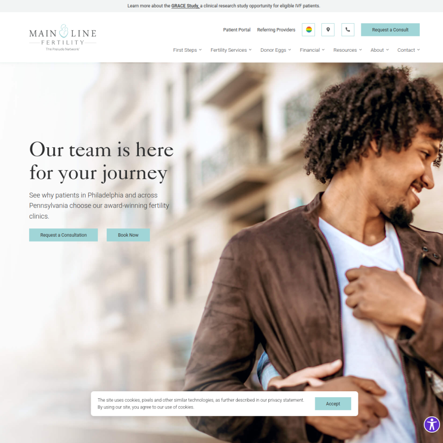 mainlinefertility.com homepage screenshot