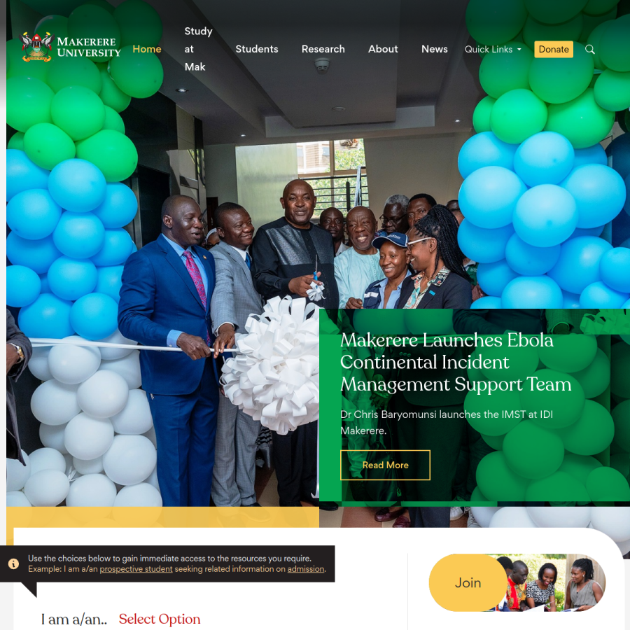 mak.ac.ug homepage screenshot